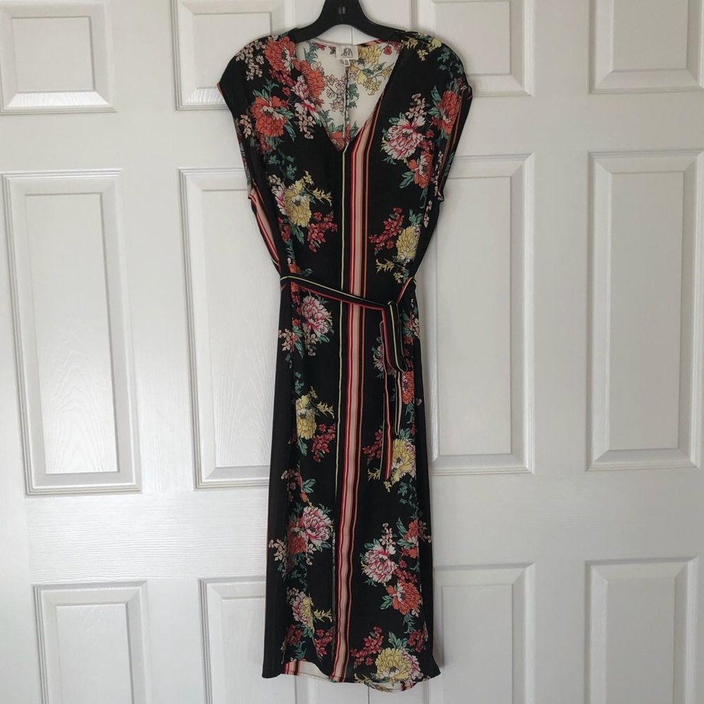 DRA Black Floral Semi Sheer Kimono Dresss